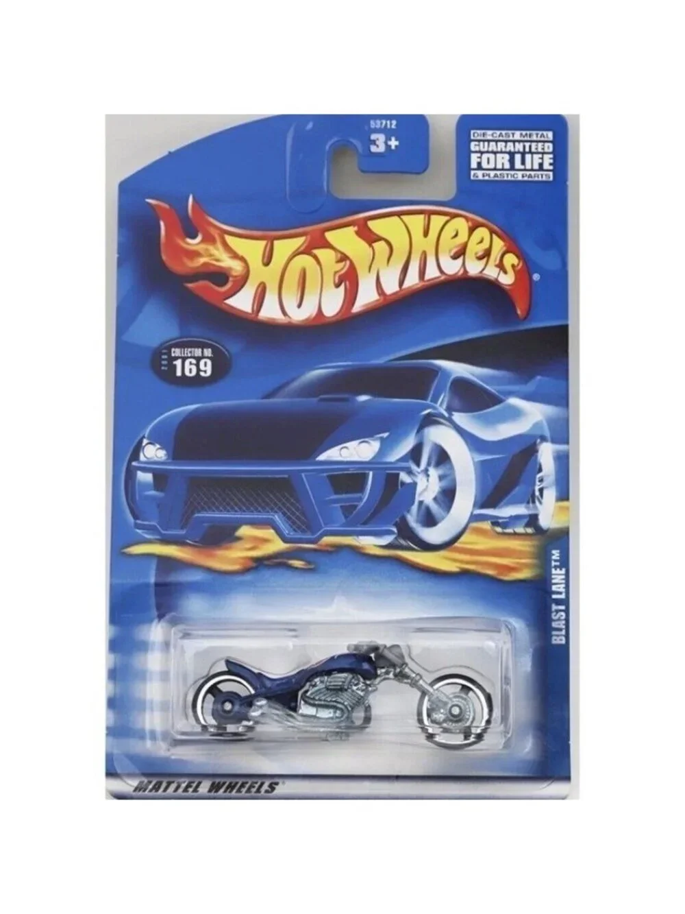 Die Cast Hot Wheels 2006 BLAST LANE #169 Blue w/Black Spokes Chrome Rims